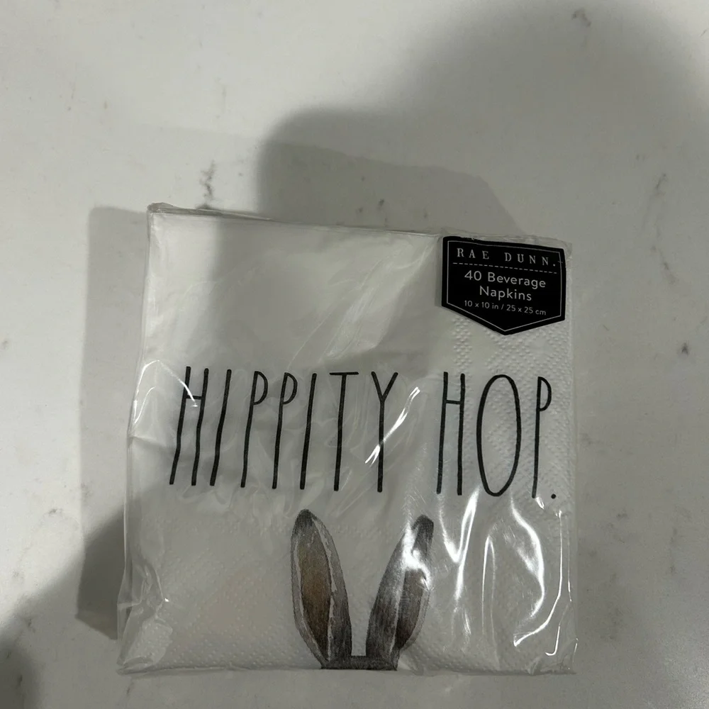Rae Dunn White 'Hippity Hop' Beverage Napkins with Bunny Ears